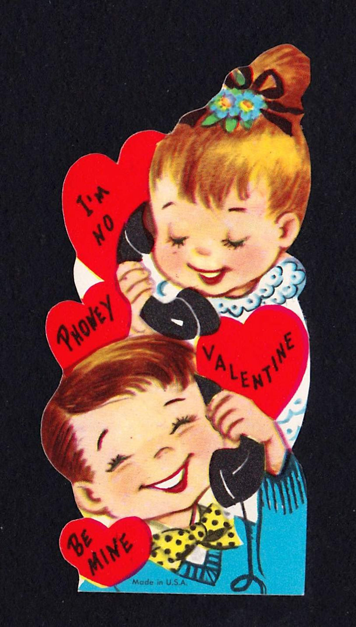 I'm No Phoney Valentine Cute LIttle Kids Vintage Valentine's Day Greeting Card