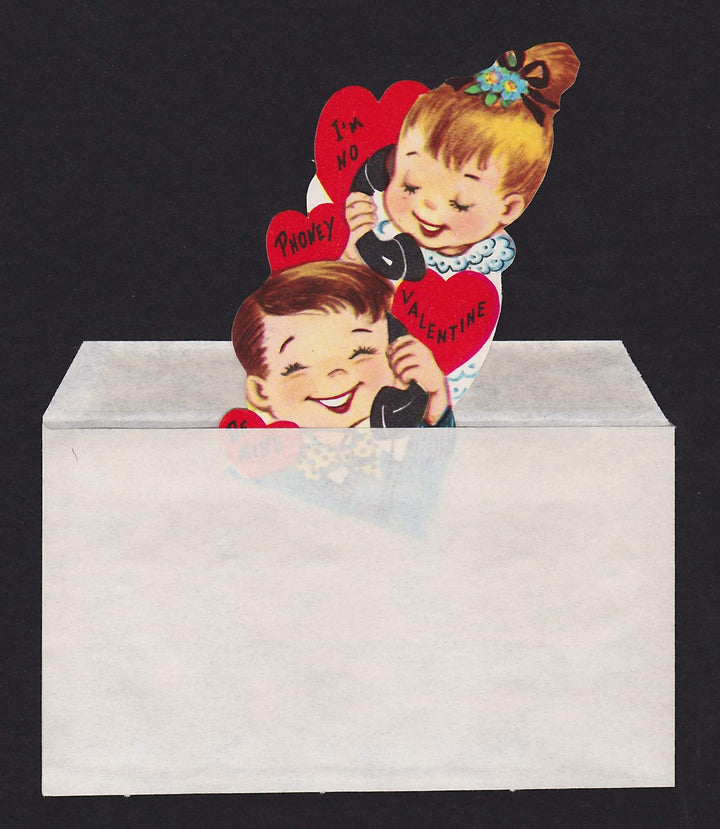 I'm No Phoney Valentine Cute LIttle Kids Vintage Valentine's Day Greeting Card