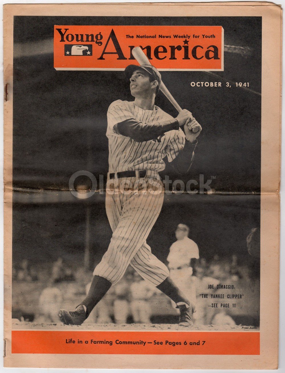 Joe DiMaggio New York Yankees Baseball Vintage WWII Home Front News Magazine 1941