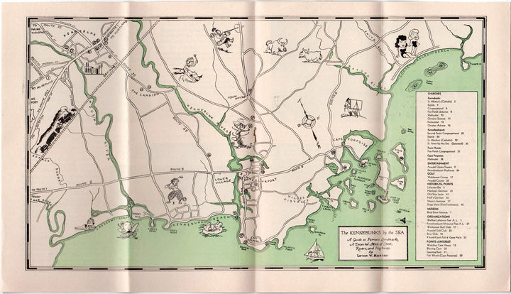 Kennebunk Beach Kennebunkport Maine Vintage Graphic Advertising Travel Brochure