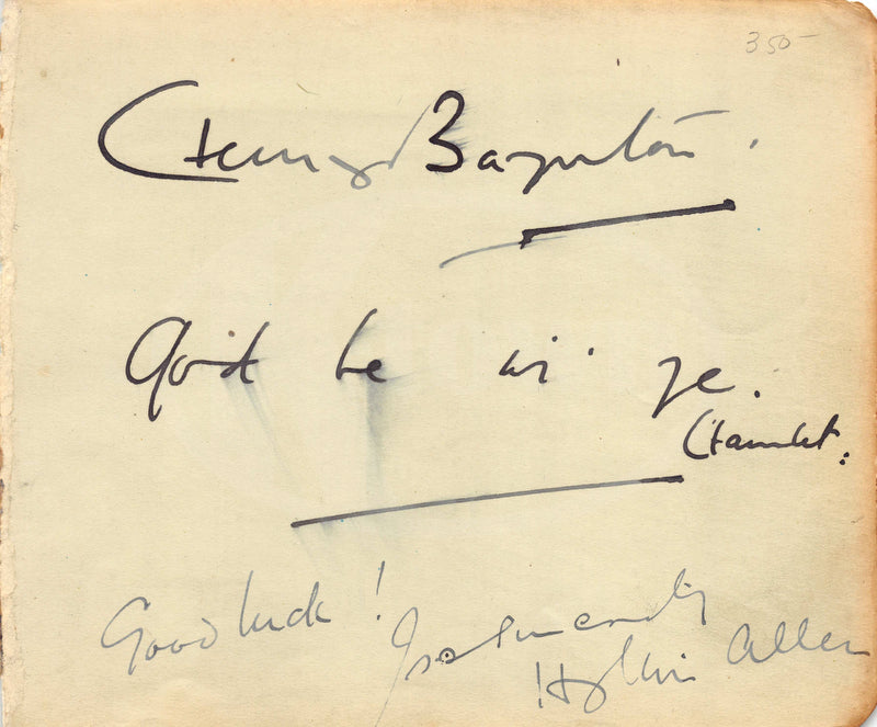 Henry Baynton Hamlet Stage Actor and Hylton Allen Autograph Signatures 1929