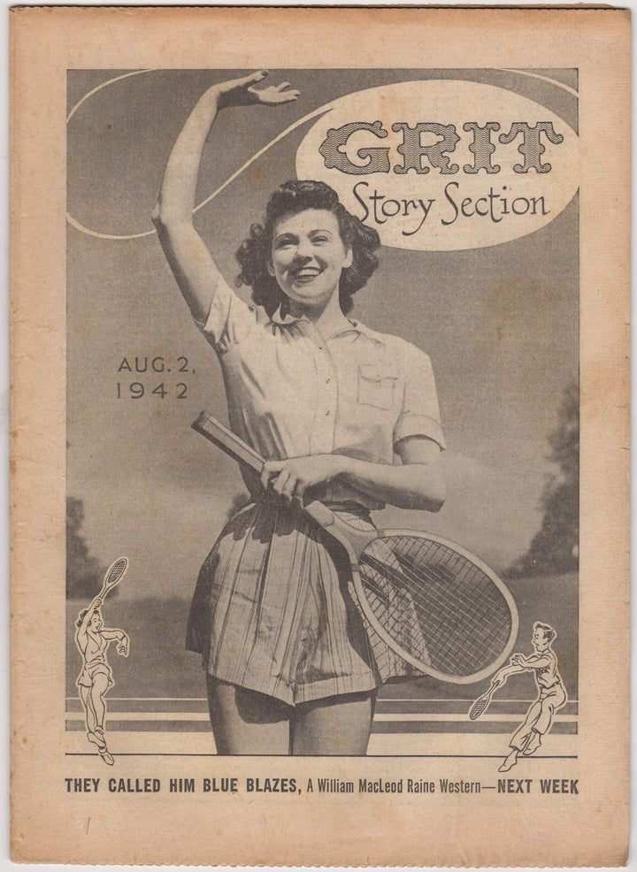 Ladies Tennis & Blue Blazes Cowboy Western Vintage Illustrated Stories Grit Magazine 1942