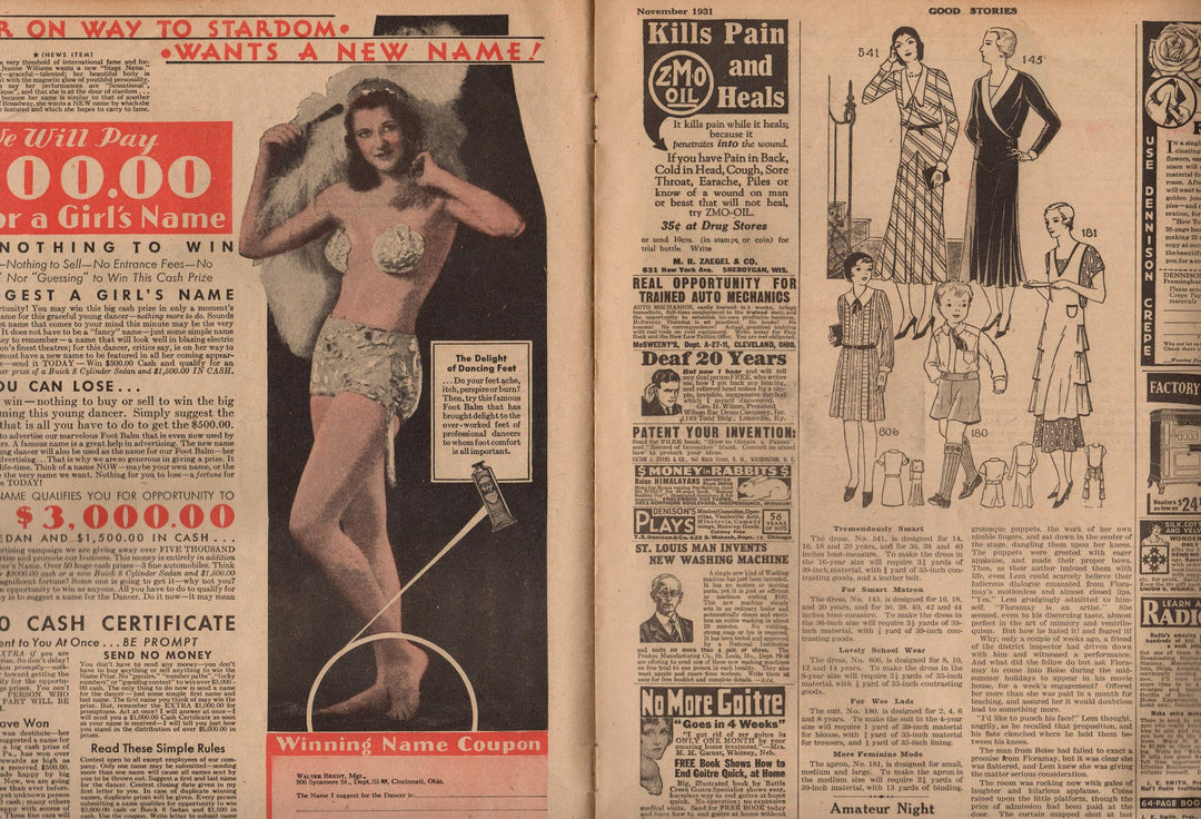 Lady Ventriloquist Puppeteer Antique Art Deco Illustrated Good Stories Magazine 1931