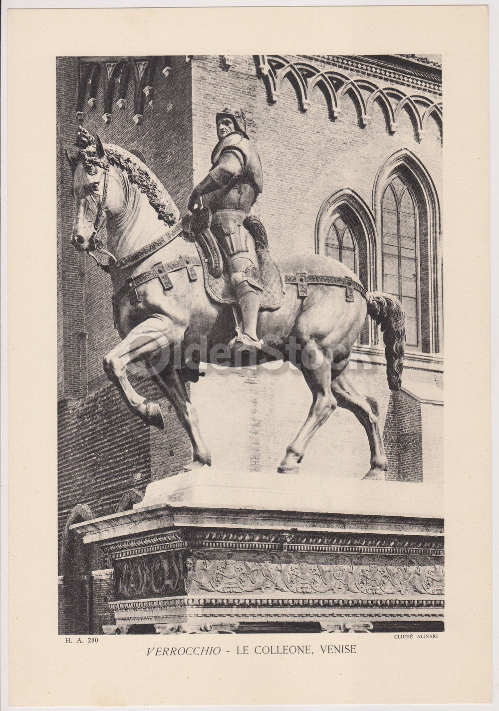 Le Colleone, Venise Artwork by Verrocchio Vintage Graphic Art Illustration Print