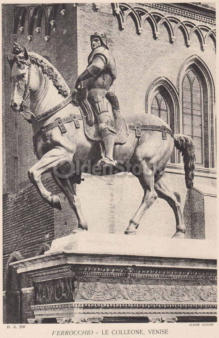 Le Colleone, Venise Artwork by Verrocchio Vintage Graphic Art Illustration Print