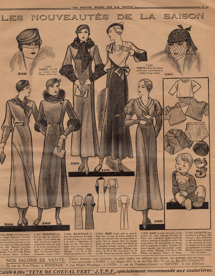 Le Petit Echo de la Mode Art Deco Graphic Art French Fashion Clothing Magazine 1933