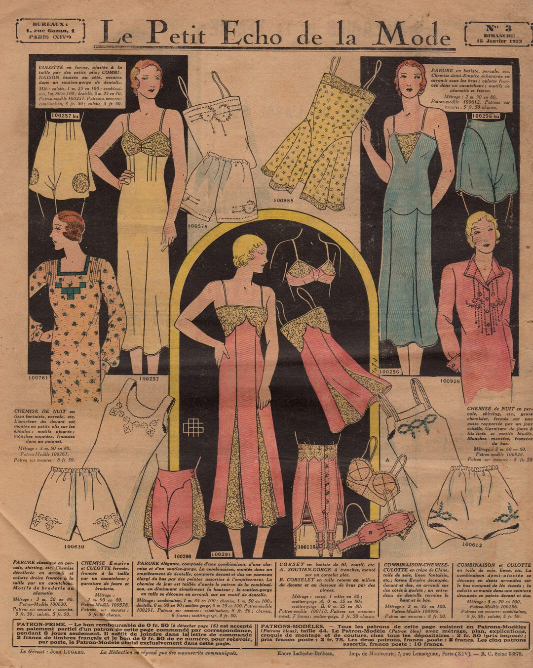 Le Petit Echo de la Mode Art Deco Graphic Art French Fashion Clothing Magazine 1933