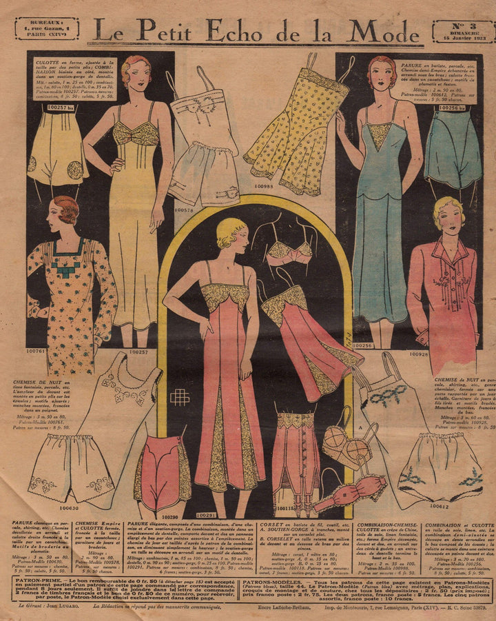 Le Petit Echo de la Mode Art Deco Graphic Art French Fashion Clothing Magazine 1933