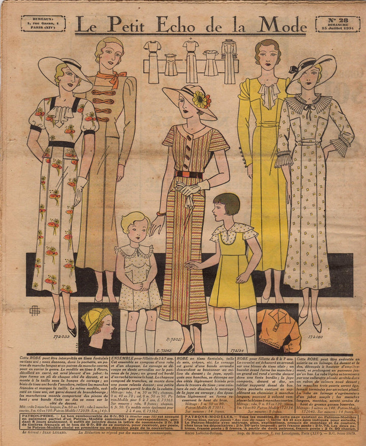Le Petit Echo de la Mode Art Deco Graphic Art French Fashion Clothing Magazine 1934