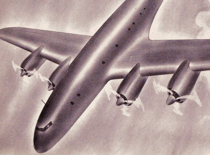Lockheed Constellation C-69 Military Aircraft Plane Vintage WWII Illustration Print 1944