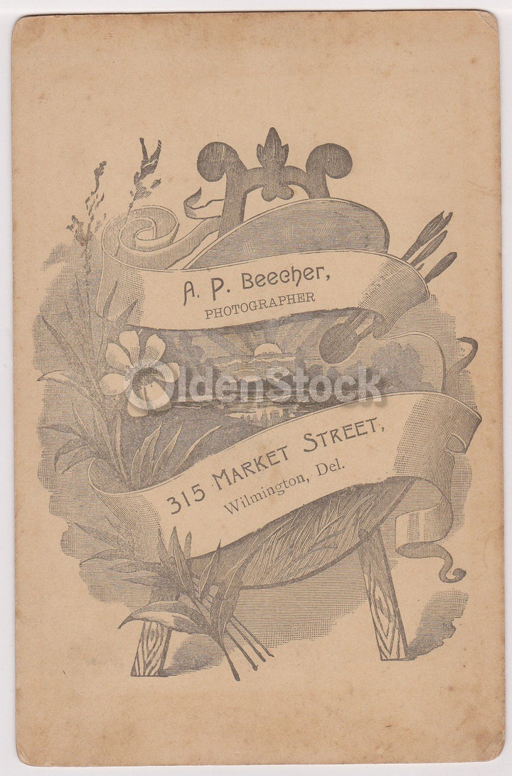 Lovely Traveling Grandma with Ribbon Hat Delaware Antique Cabinet Photo