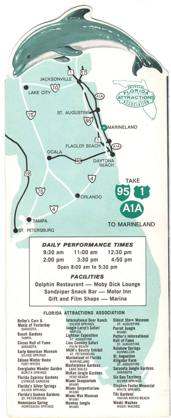 Marineland Florida Aquarium Vintage Dolphin Theme Graphic Advertising Brochure
