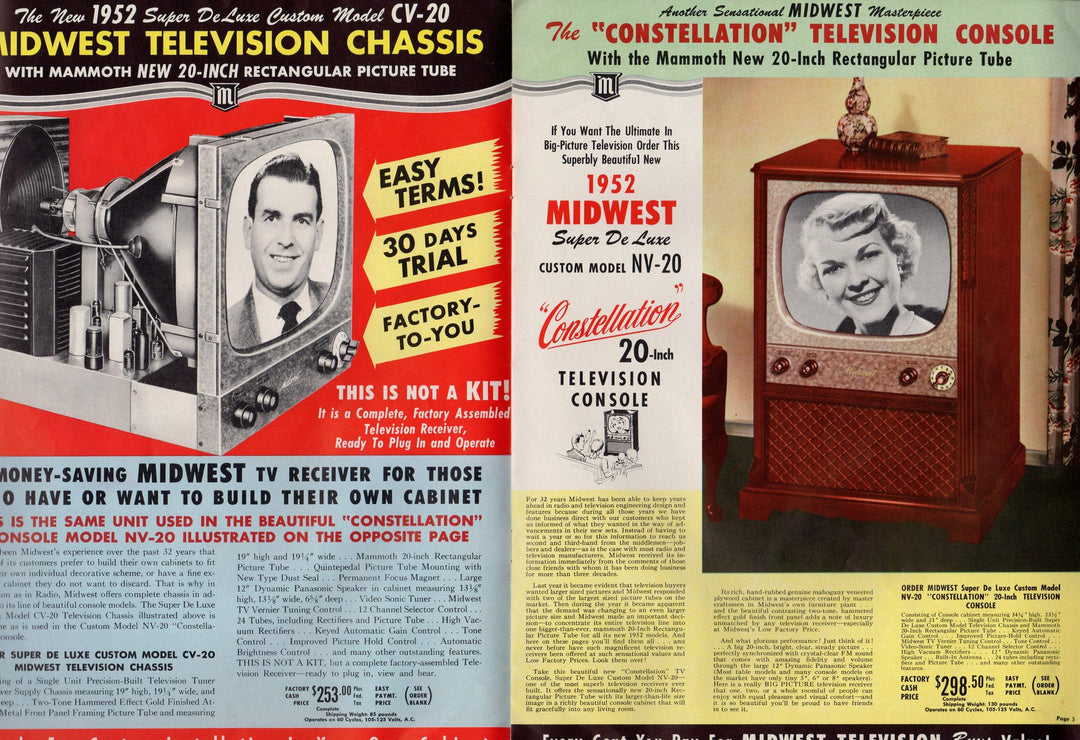 Midwest Television TV & Radios Large Vintage Advertising Sales Brochure