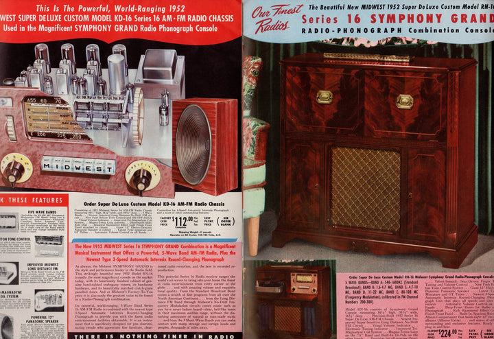 Midwest Television TV & Radios Large Vintage Advertising Sales Brochure