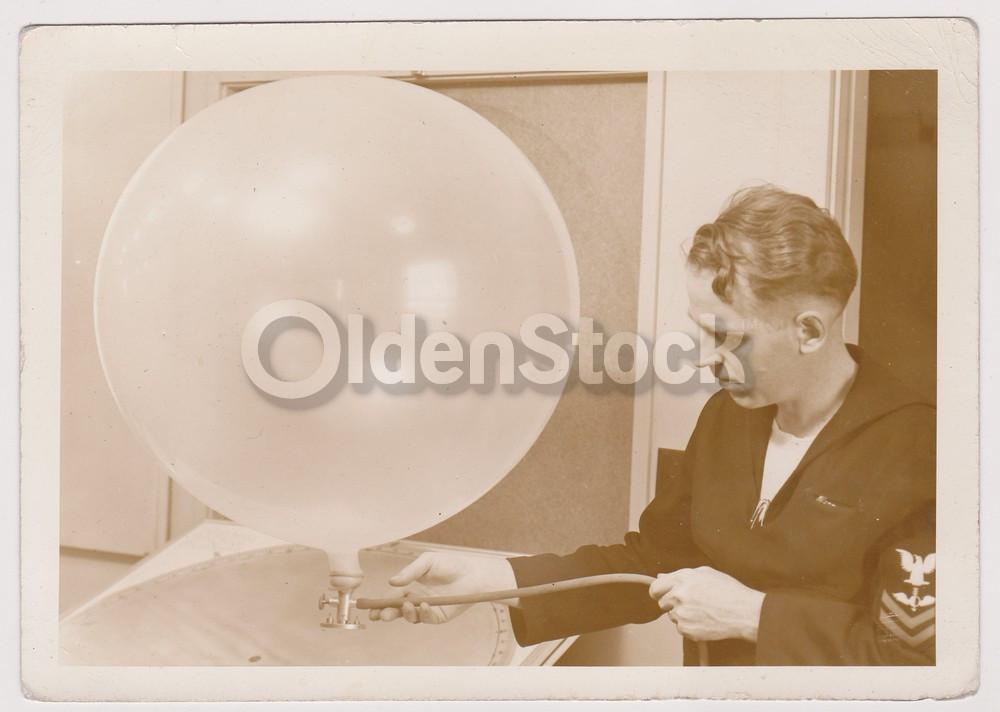 Navy Weather Balloon in Kodiak Alaska Vintage WWII Military Snapshot Photo
