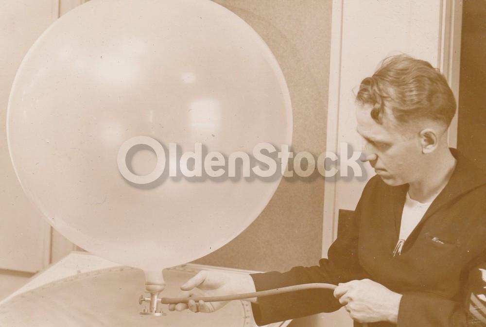 Navy Weather Balloon in Kodiak Alaska Vintage WWII Military Snapshot Photo