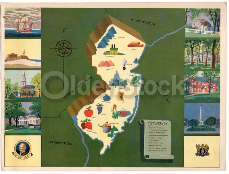 New Jersey State Vintage Graphic Art School Map of Virginia New Jersey