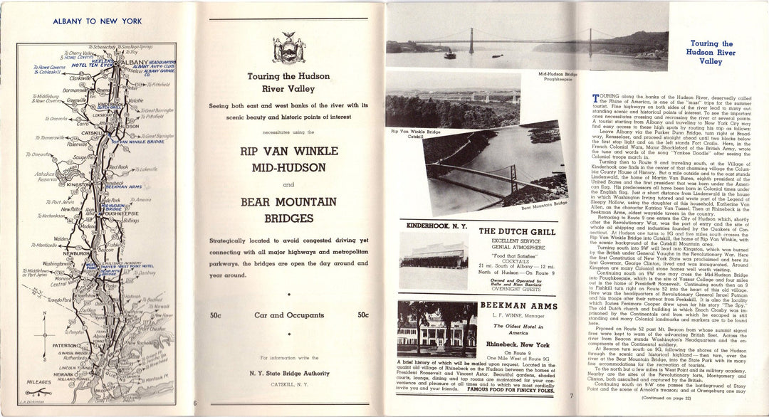 New York State Vacations Motor Routes Vintage Graphic Advertising Travel Brochure