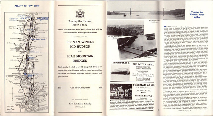 New York State Vacations Motor Routes Vintage Graphic Advertising Travel Brochure