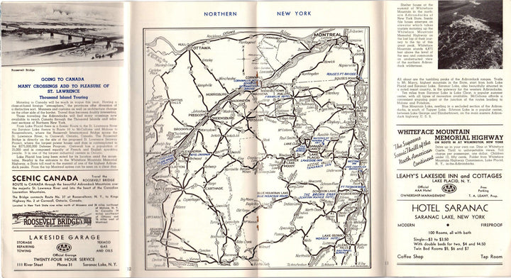 New York State Vacations Motor Routes Vintage Graphic Advertising Travel Brochure