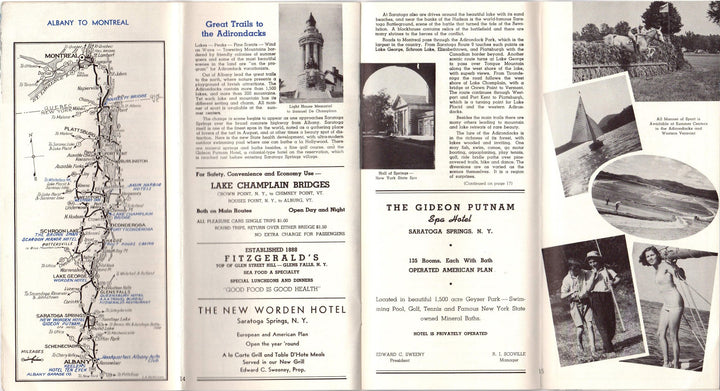 New York State Vacations Motor Routes Vintage Graphic Advertising Travel Brochure