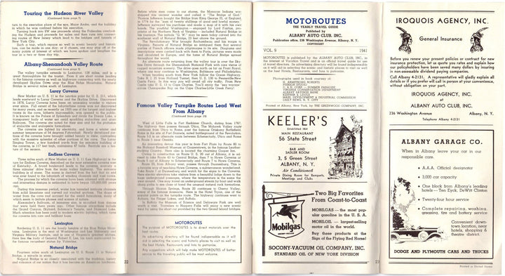 New York State Vacations Motor Routes Vintage Graphic Advertising Travel Brochure