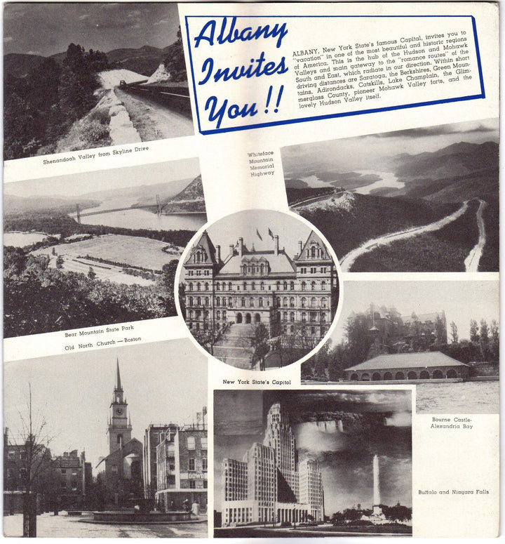 New York State Vacations Motor Routes Vintage Graphic Advertising Travel Brochure