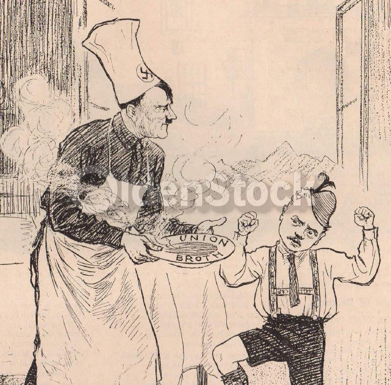 Adolf Hitler as German Chef Vintage WWII Anti-Nazi Propaganda Political Cartoon