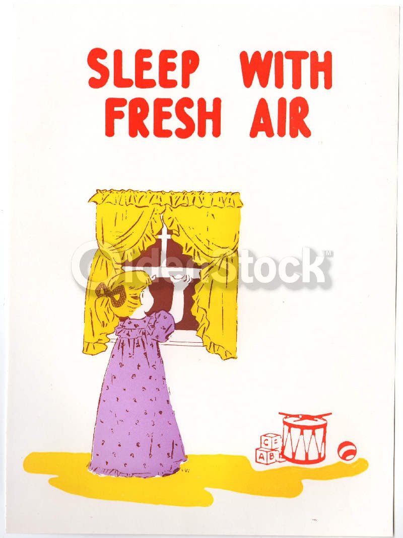 Little Girl's Bedtime Scene Vintage Nature Health Education Poster