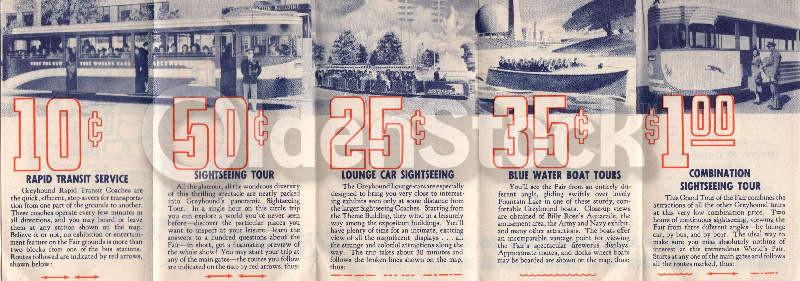 New York World's Fair Greyhound Bus & Boat Schedule Vintage Fold-out Map