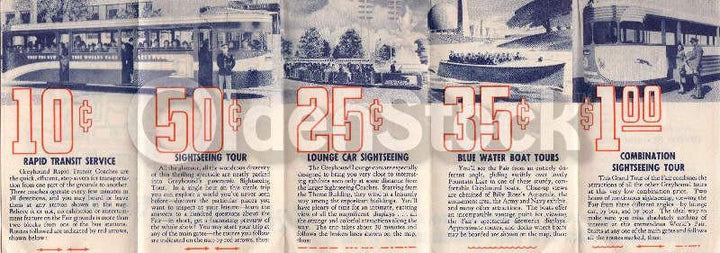 New York World's Fair Greyhound Bus & Boat Schedule Vintage Fold-out Map