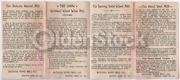 Batavia Windmill Company Illinois Antique Graphic Advertising Sales Flyer