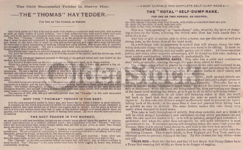 Thomas Farm Machinery Hay Rakes Antique Graphic Lithograph Advertising Poster