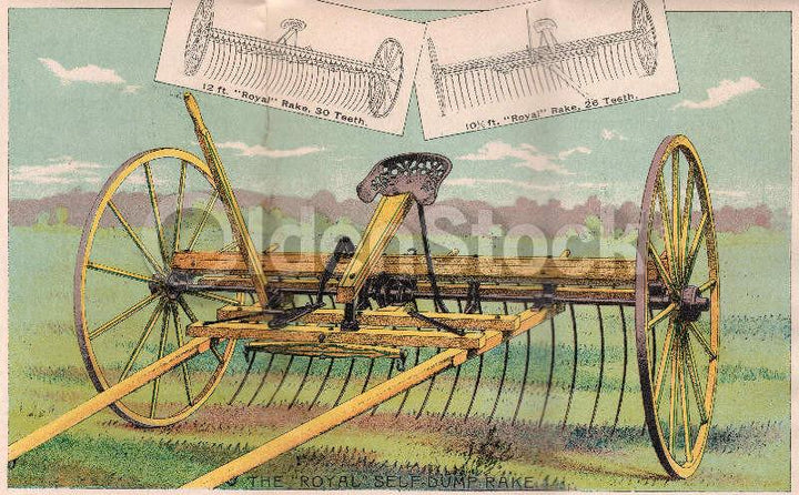 Thomas Farm Machinery Hay Rakes Antique Graphic Lithograph Advertising Poster