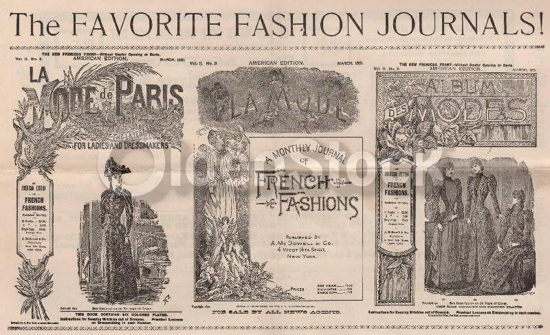 Victorian Fashion Journals Dressmaking Antique Engraving Advertising Flyer