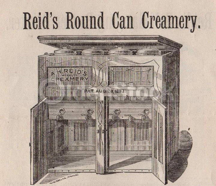 Reid's Creamery Dairy Equipment Antique Engraving Advertising Price List Poster