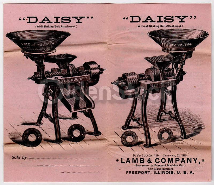 Lamb & Company Illinois Daisy Mill Grinder Antique Engraving Advertising Flyer