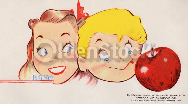 Brush Your Teeth Daily Vintage 1950s Graphic Art Dental Association Poster