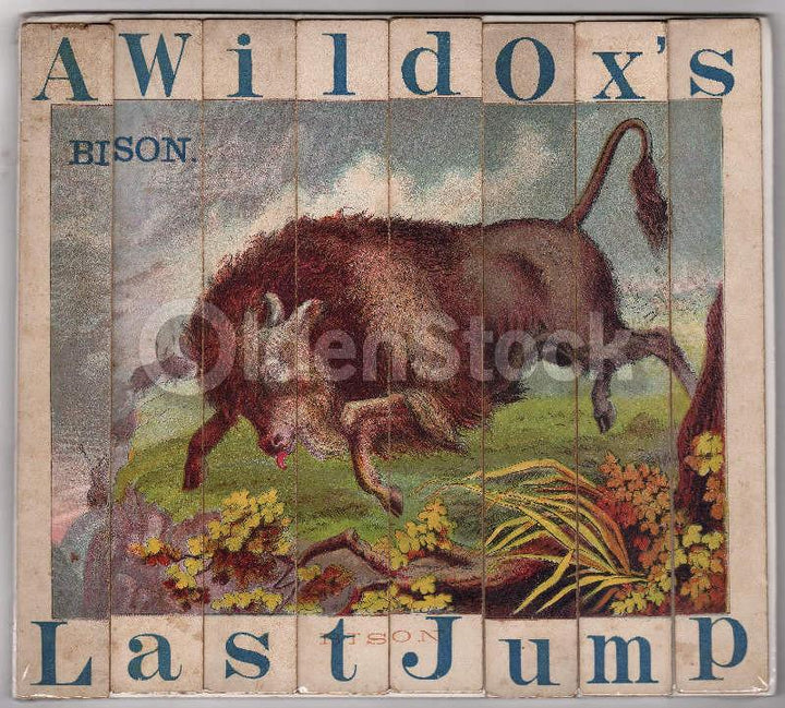 American Buffalo Bison Hunt Wild Animals Antique Graphic Art Children's Spelling Game Pieces Wall Art