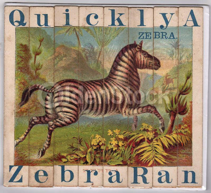 Zebra Wild Animal Antique Graphic Art Children's Spelling Game Pieces Wall Art