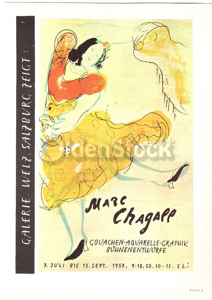 Chagall Welz Gallery Salzburg Vintage Graphic Art Poster Print