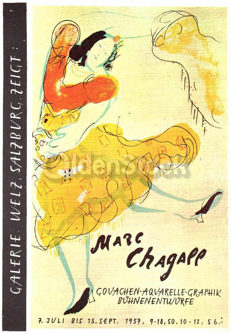 Chagall Welz Gallery Salzburg Vintage Graphic Art Poster Print