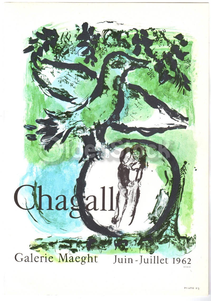 Chagall Young Lovers Maegt Gallery Vintage Graphic Art Poster Print
