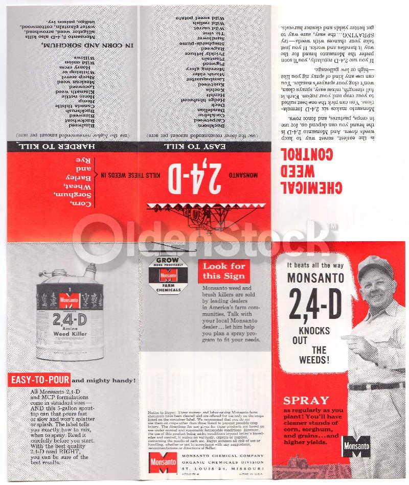 Monsanto 2,4-D Agent Orange Chemical Spray Vintage 1940s Graphic Advertising Flyer