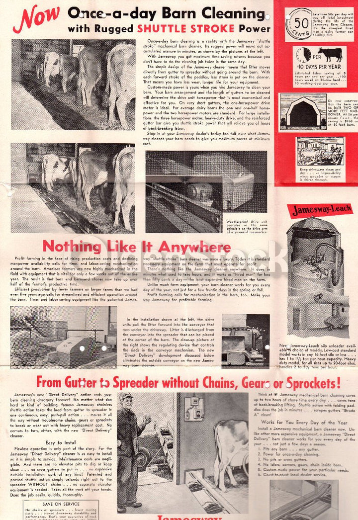 Jamesway Manure Barn Cleaner Invention Vintage Graphic Advertising Flyer