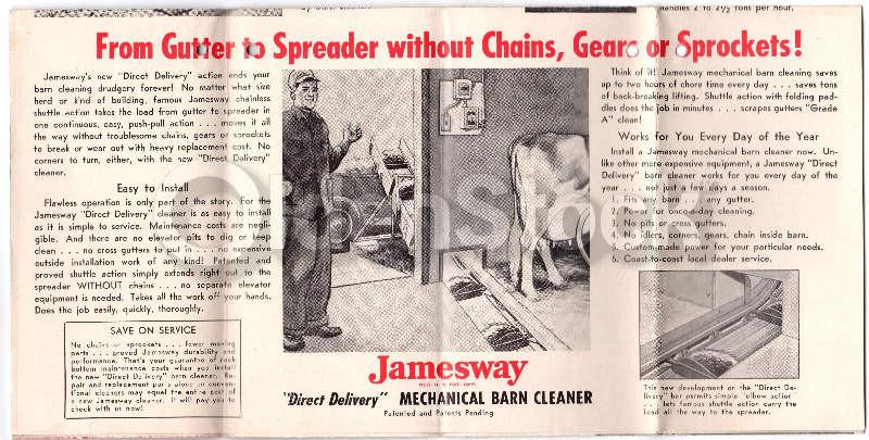 Jamesway Manure Barn Cleaner Invention Vintage Graphic Advertising Flyer