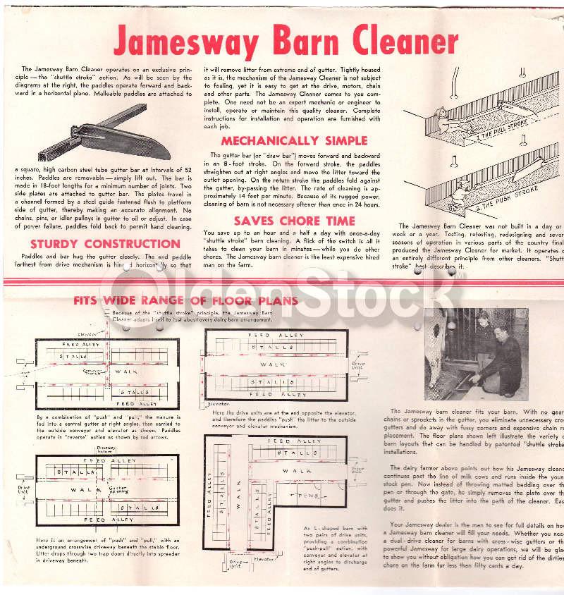 Jamesway Manure Barn Cleaner Invention Vintage Graphic Advertising Flyer