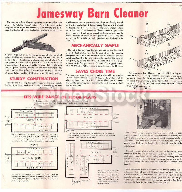 Jamesway Manure Barn Cleaner Invention Vintage Graphic Advertising Flyer