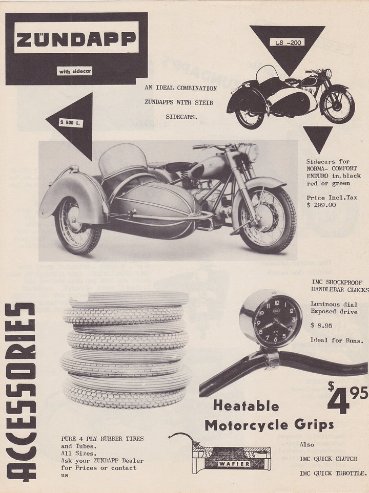 Zundapp Motorcycle Sidecar & Scooter Vintage Graphic Advertising Print Sales Flyer
