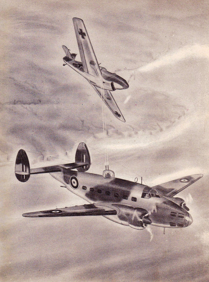 Lockheed B-34 Ventura Fighter Planes Military Aircraft Vintage WWII Illustration Print 1944